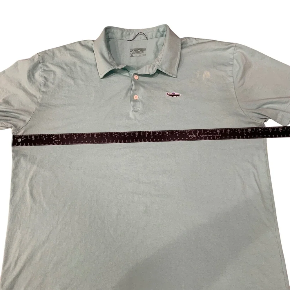 Patagonia‎ Polo Shirt Fish Logo Short Sleeve Casual Top XL Men's Blue